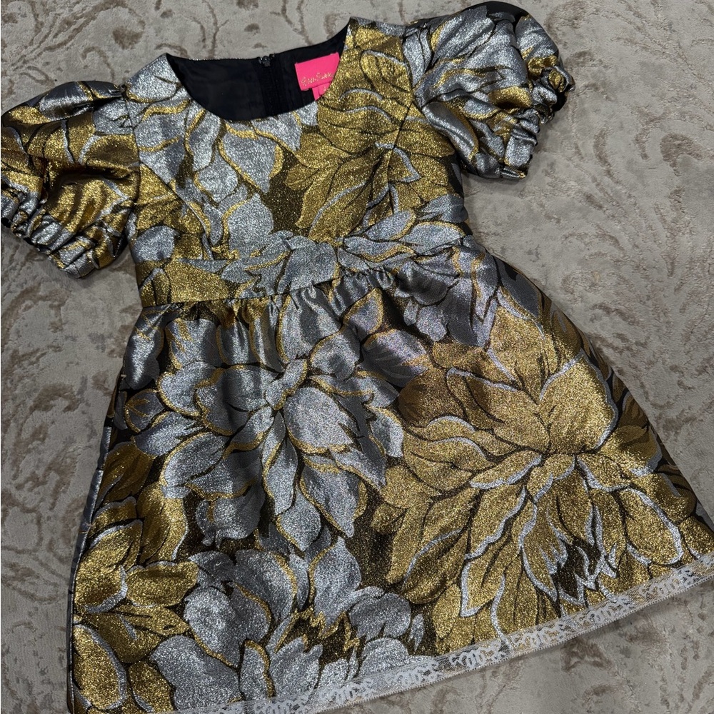 Lilly Pulitzer Metallic Priyanka  Patterned luxurious  Dress⭐️ - Picture 9 of 16